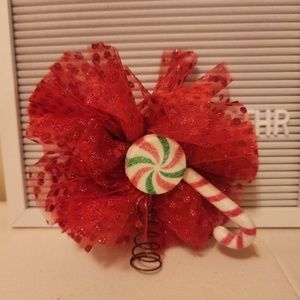 Christmas Tulle Candy Cane Handmade Hair Clip